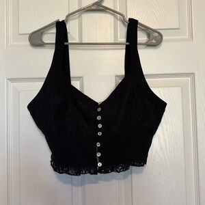 FREE PEOPLE Womens Here I Go Brami Crop Top Black Large